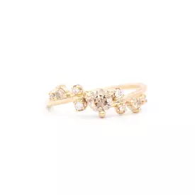 0.29 ct Small Champagne Diamond Organic Crossover Ring