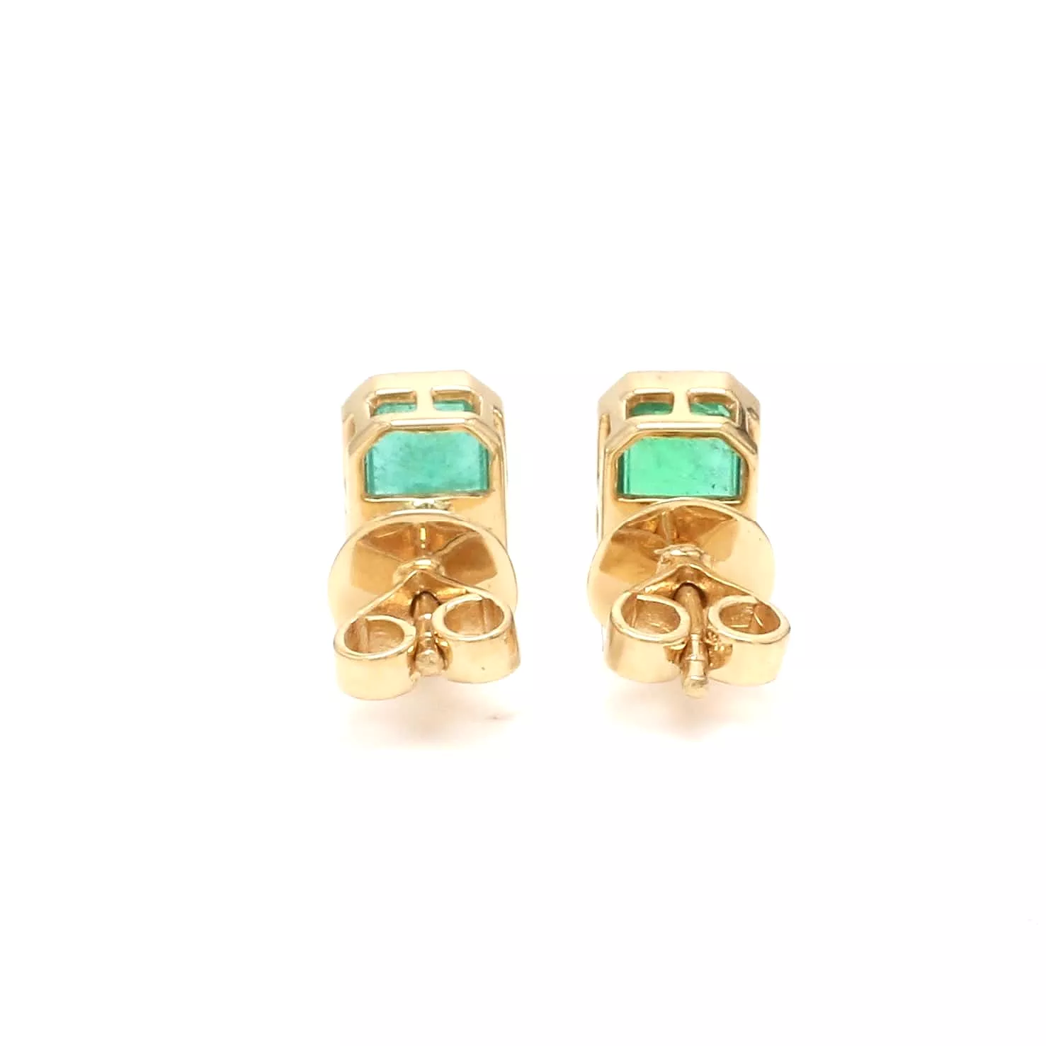 14K & 18K Gold Emerald Bezel Set Stud Earrings