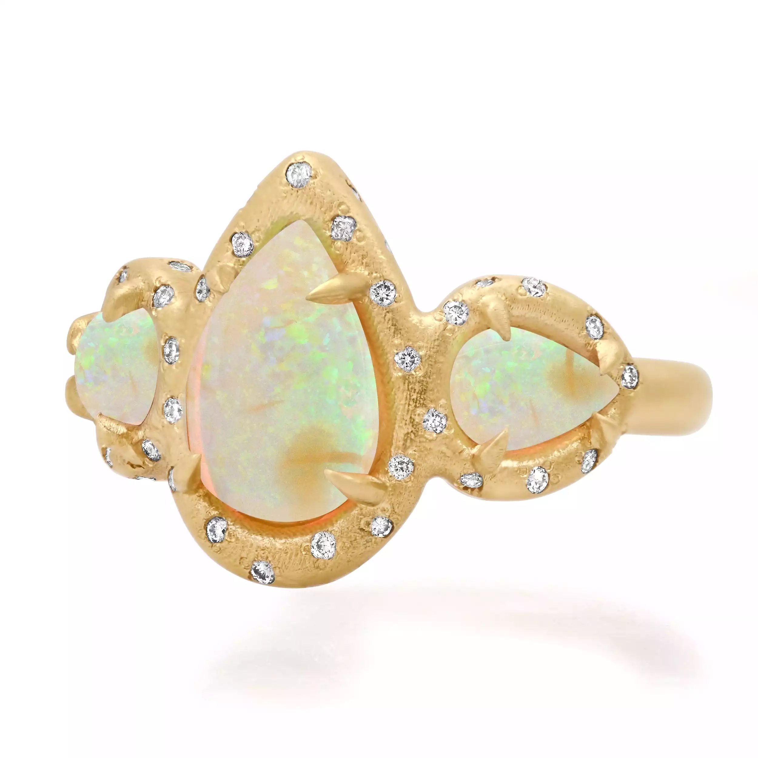 14K & 18K Three Opal and Diamond Ring