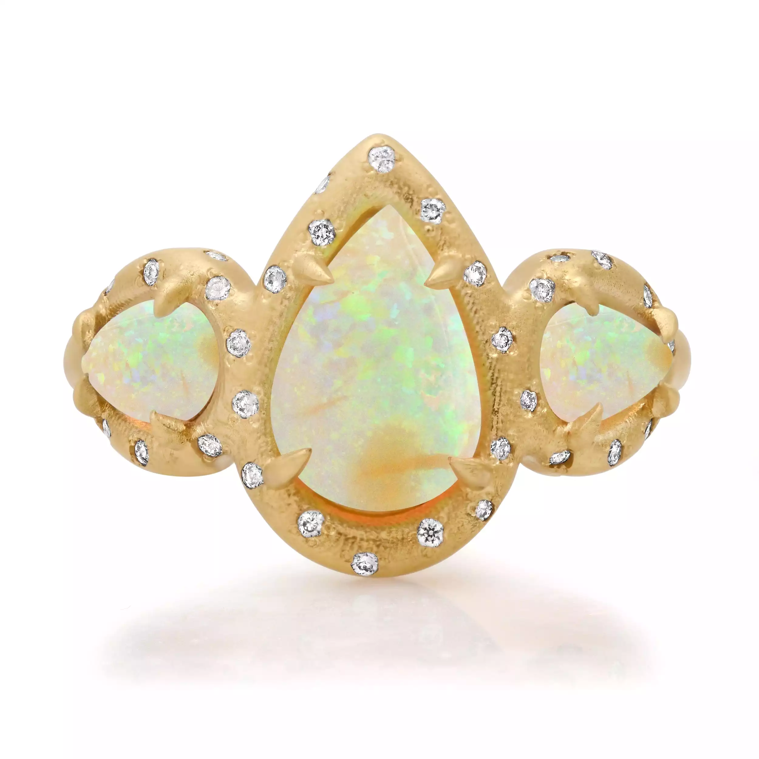 14K & 18K Three Opal and Diamond Ring