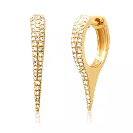 14K Gold and Pave Diamond Dagger Hoops Earrings