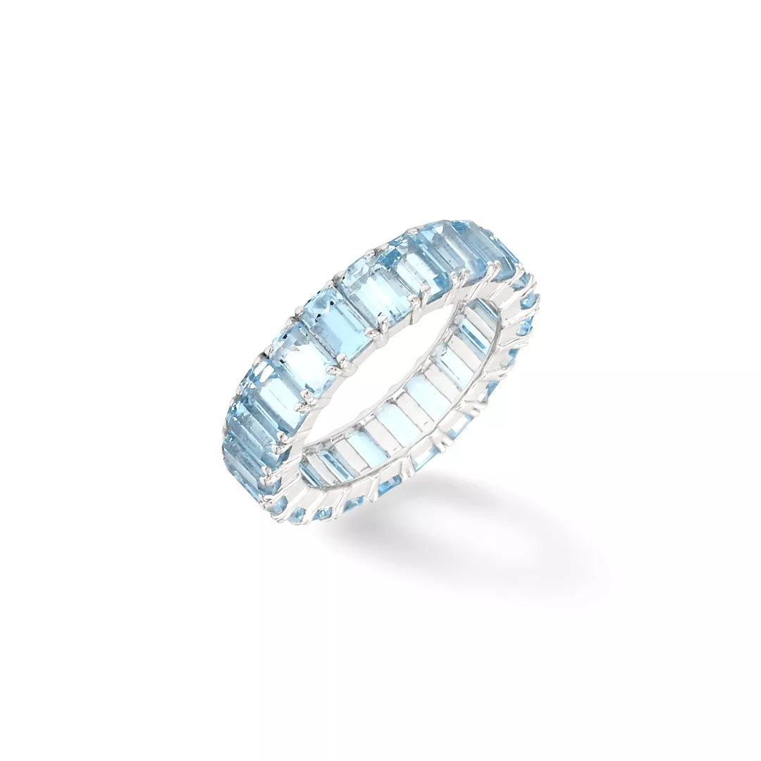 14K or 18K Gold Aquamarine Eternity Band