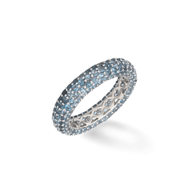 14K or 18K Gold Pave Blue Topaz Eternity Band