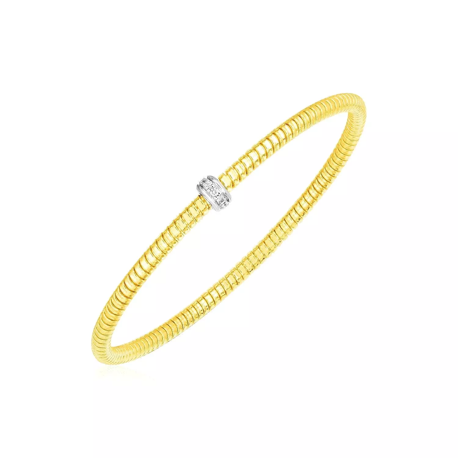 14k Yellow Gold Stretch Bangle with Diamonds