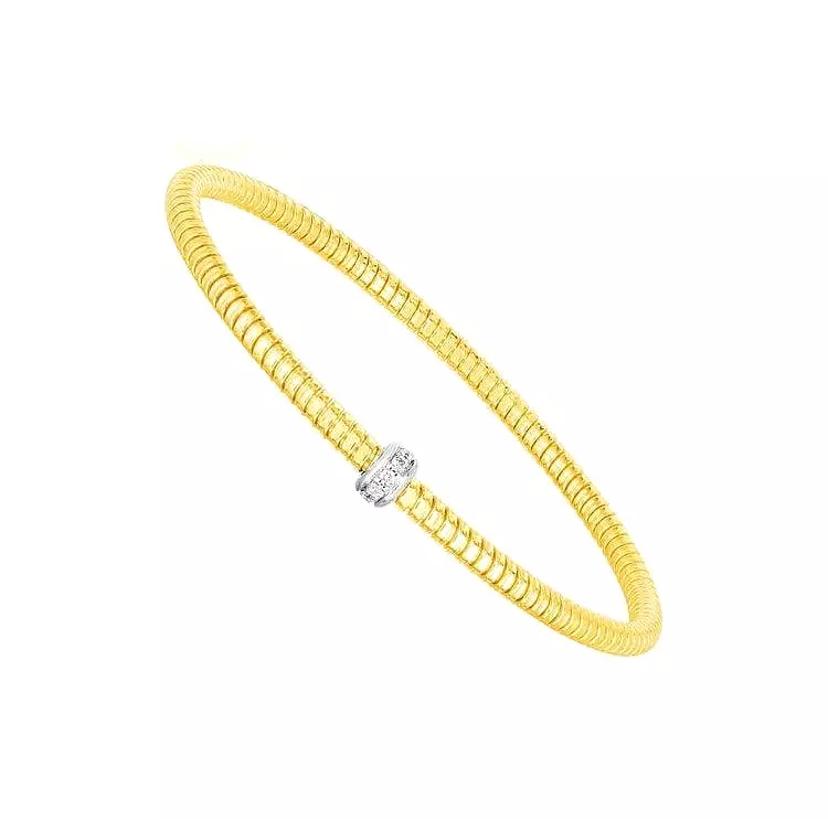 14k Yellow Gold Stretch Bangle with Diamonds