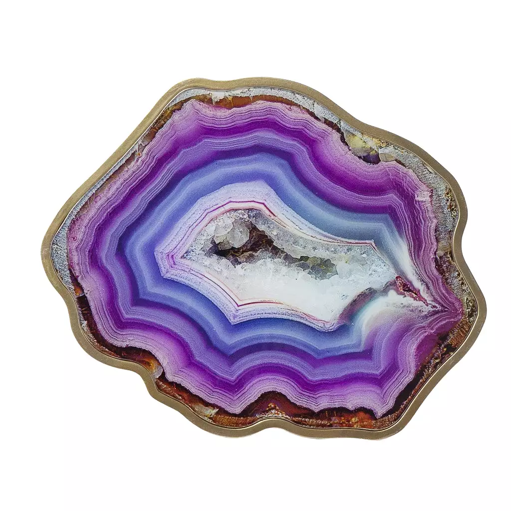 24 Gold And Shades Of Violet Faux Agate End Table