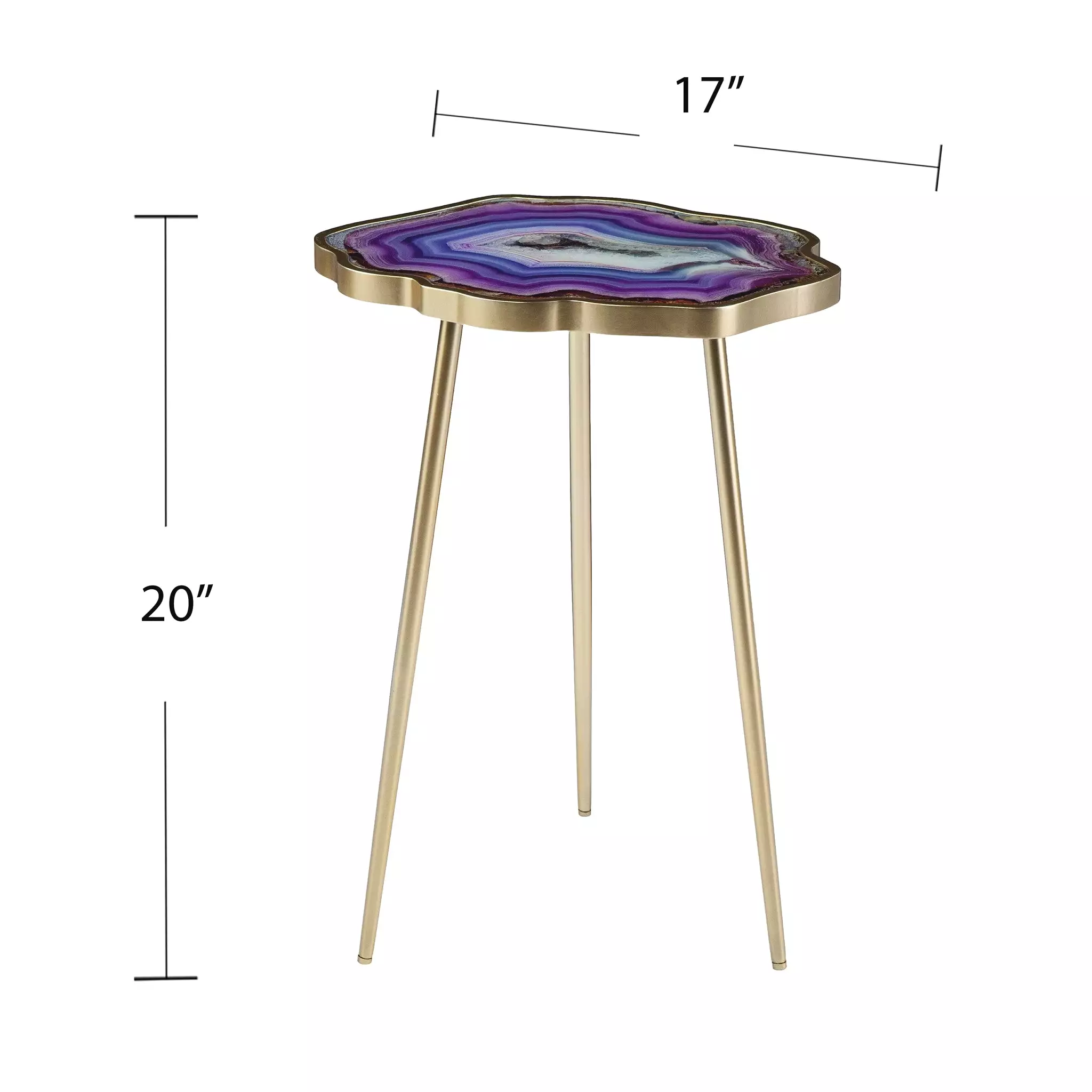 24 Gold And Shades Of Violet Faux Agate End Table