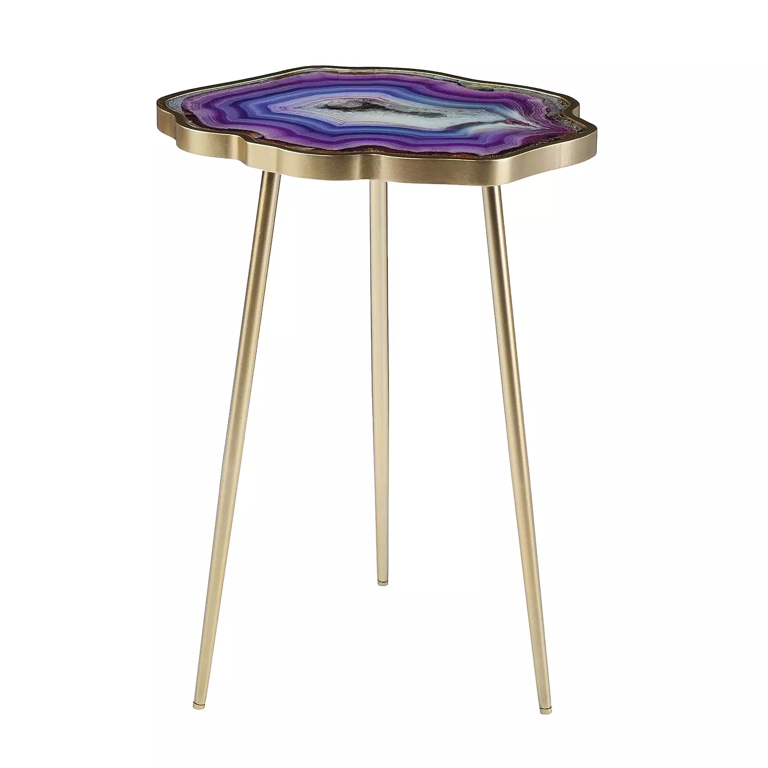 24 Gold And Shades Of Violet Faux Agate End Table