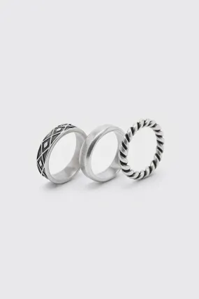 3 Pack Textured Rings