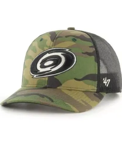 '47 Men's NHL Camo/Black Carolina Hurricanes Trucker Adjustable Hat