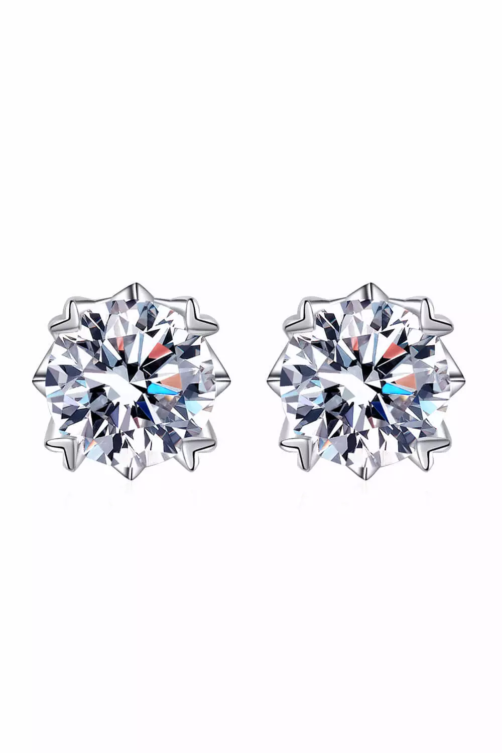 925 Sterling Silver 4 Carat Moissanite Stud Earrings