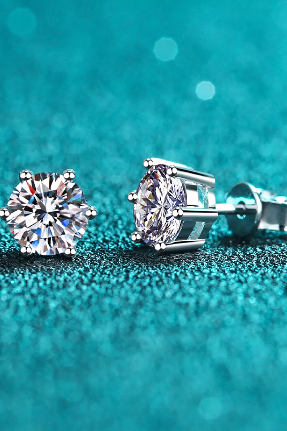 925 Sterling Silver 6-Prong 2 Carat Moissanite Stud Earrings