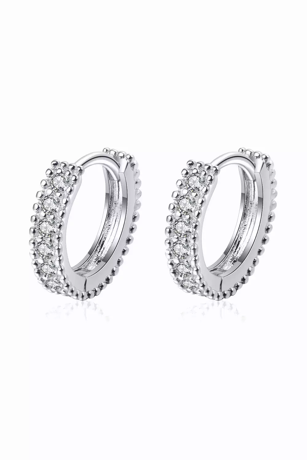 925 Sterling Silver Inlaid Moissanite Huggie Earrings