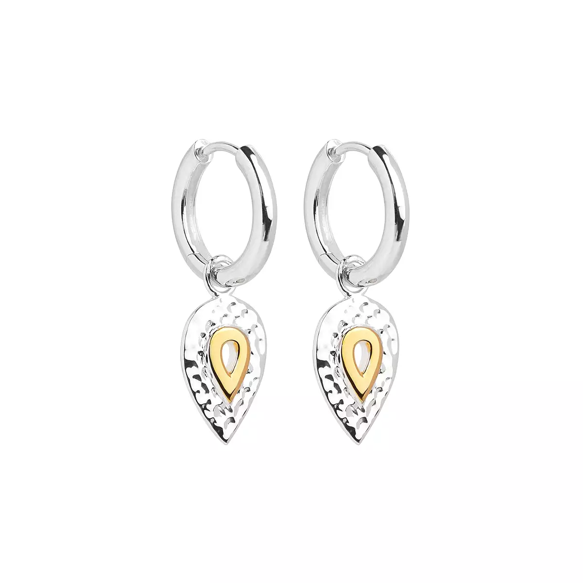 A Najo Two-Tone Teardrop Huggie Earrings