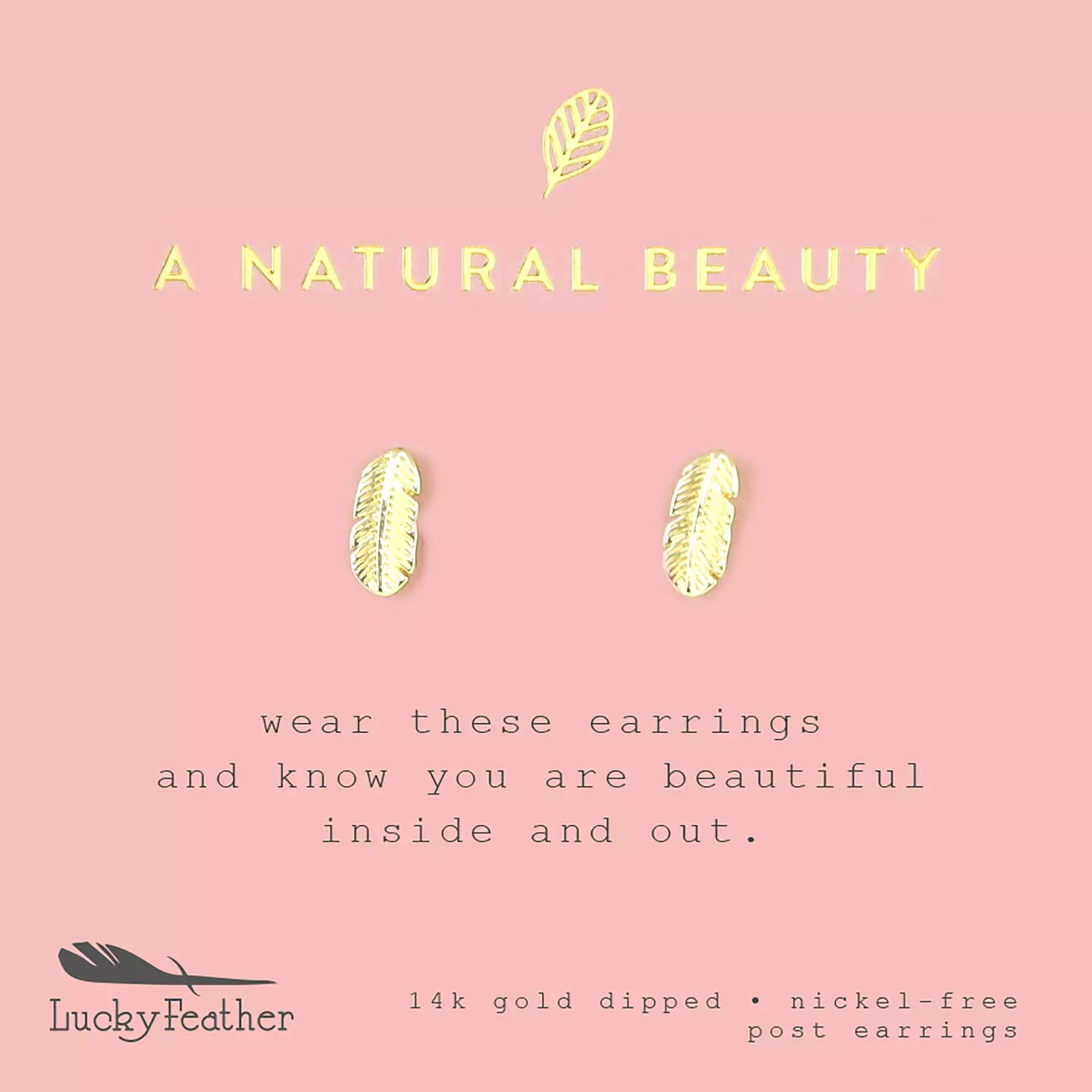 A Natural Beauty - Gold Leaf Earrings by Lucky Feather