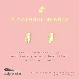 A Natural Beauty - Gold Leaf Earrings by Lucky Feather