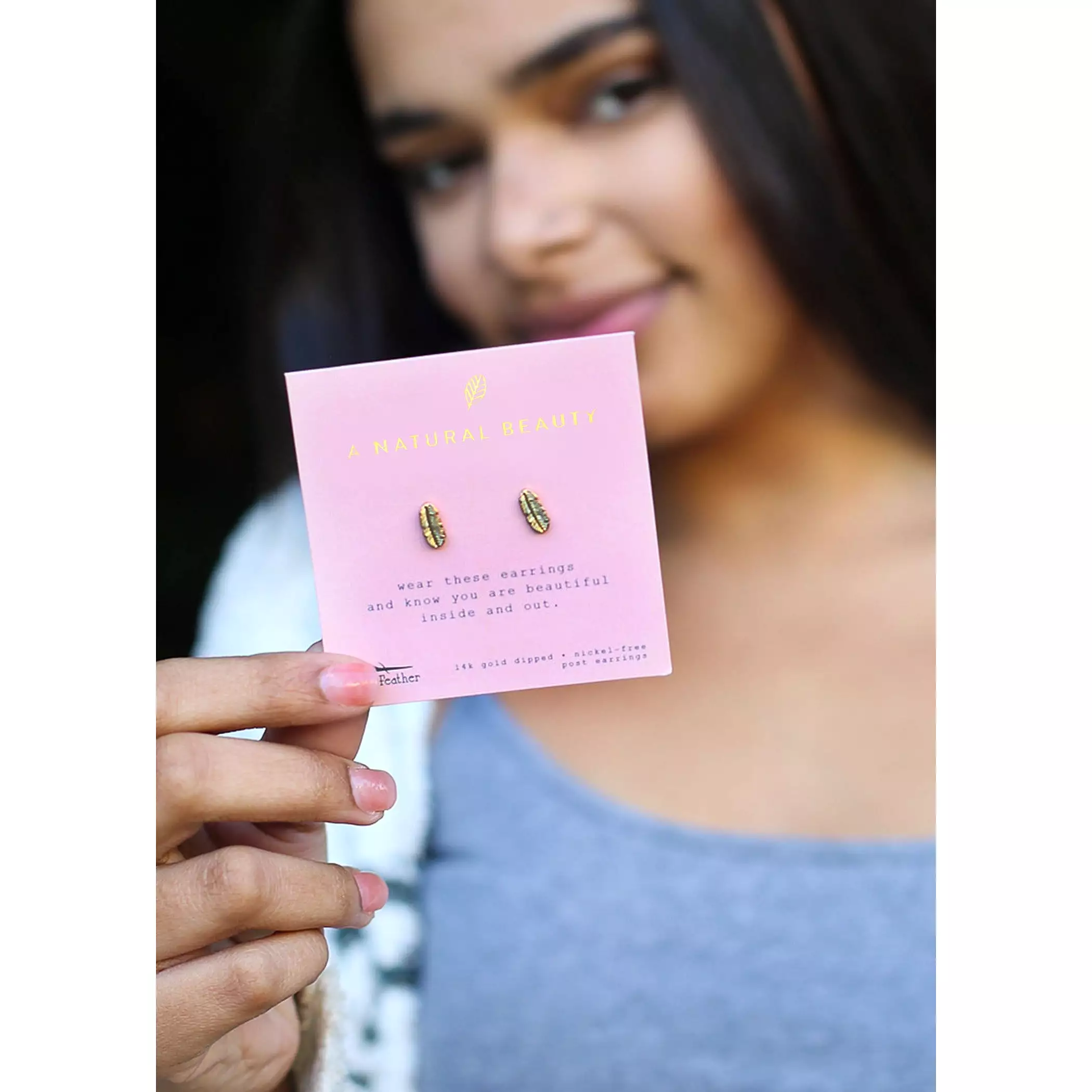 A Natural Beauty - Gold Leaf Earrings by Lucky Feather