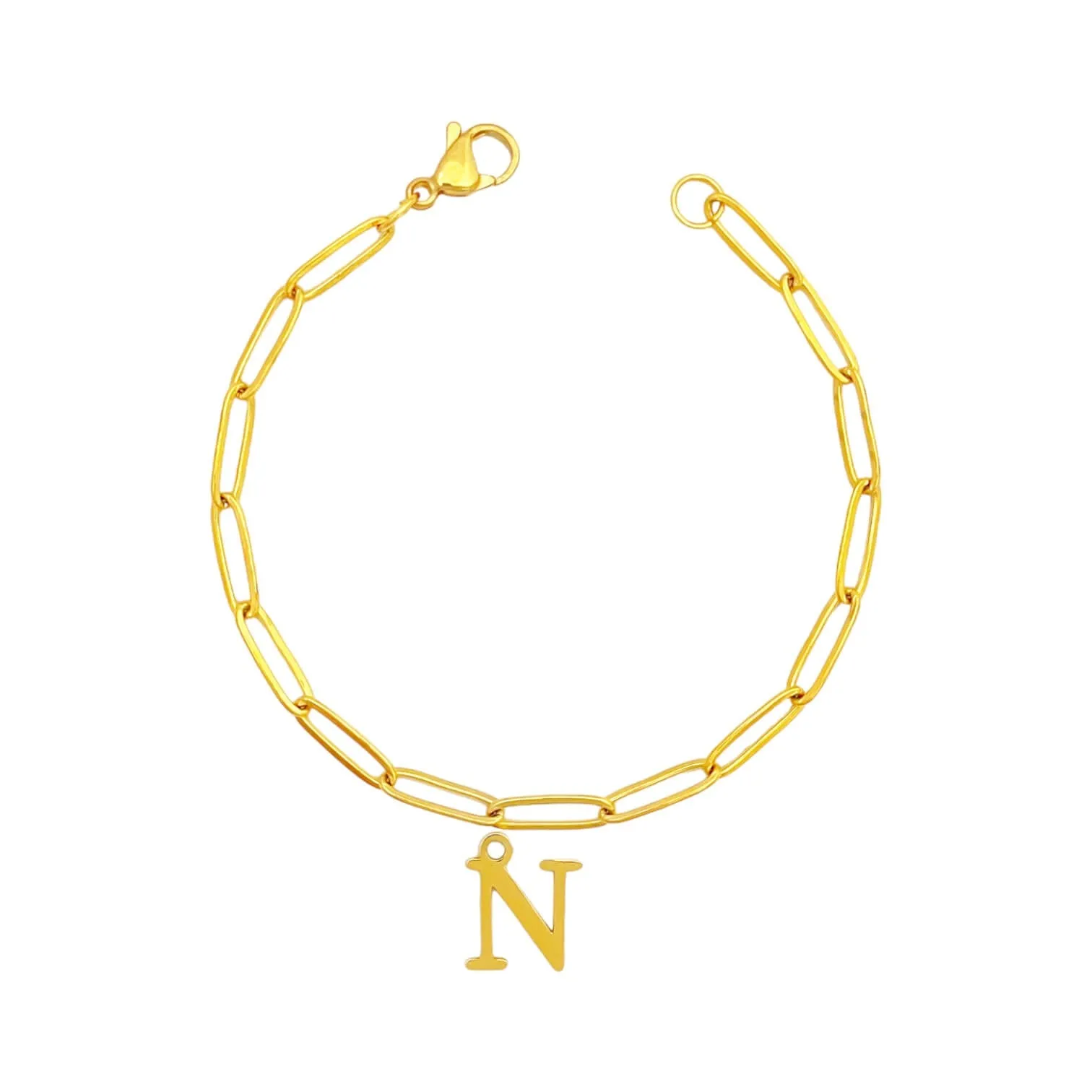 Alphabet Paperclip Bracelet Gold (N-Z)