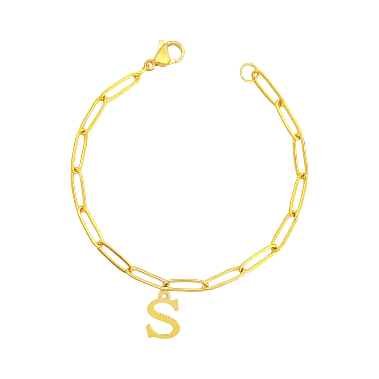 Alphabet Paperclip Bracelet Gold (N-Z)