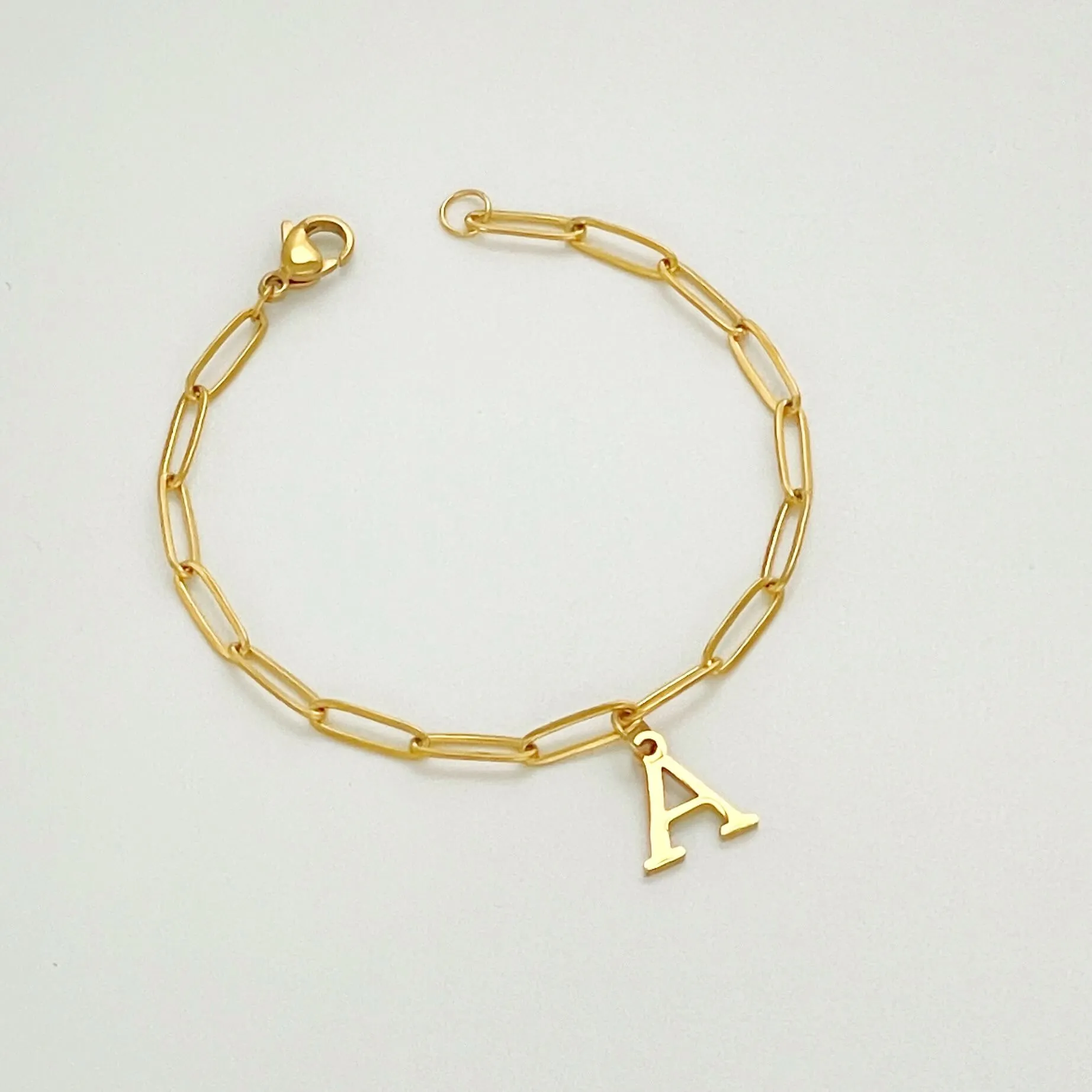 Alphabet Paperclip Bracelet Gold (N-Z)