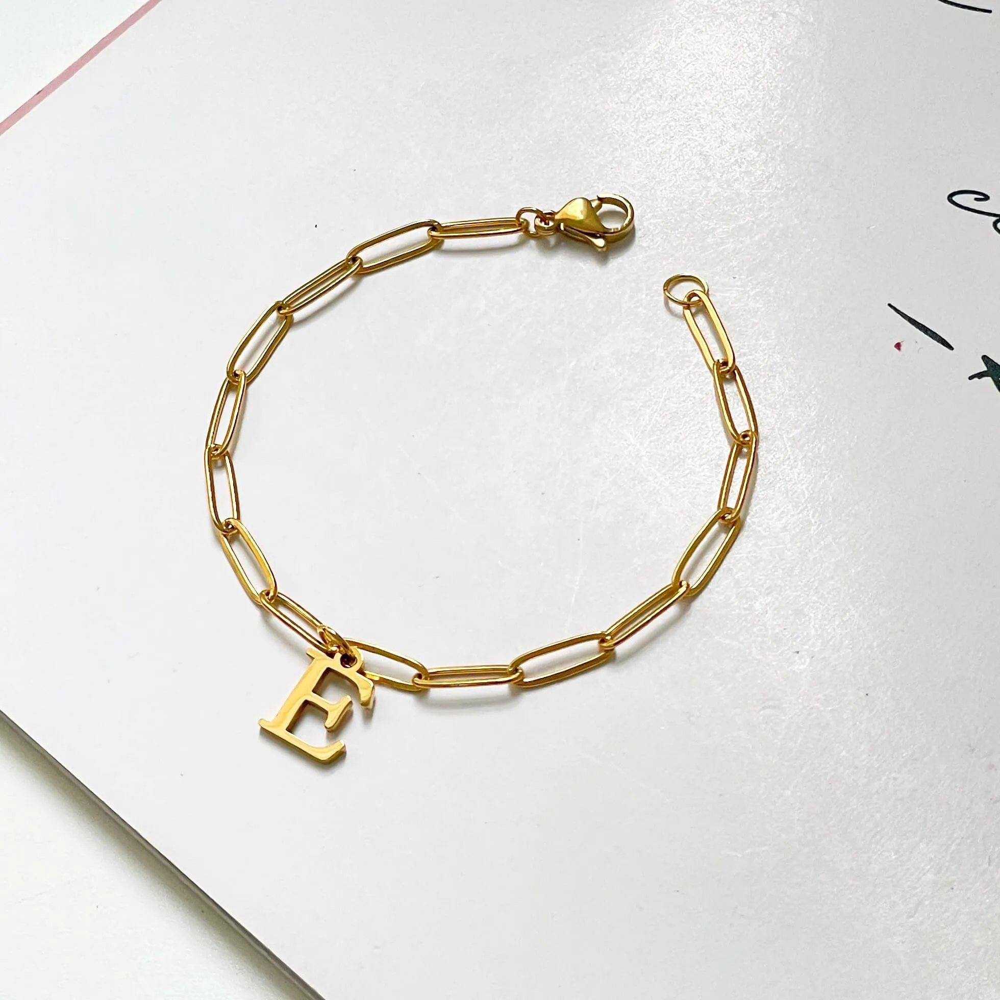 Alphabet Paperclip Bracelet Gold (N-Z)