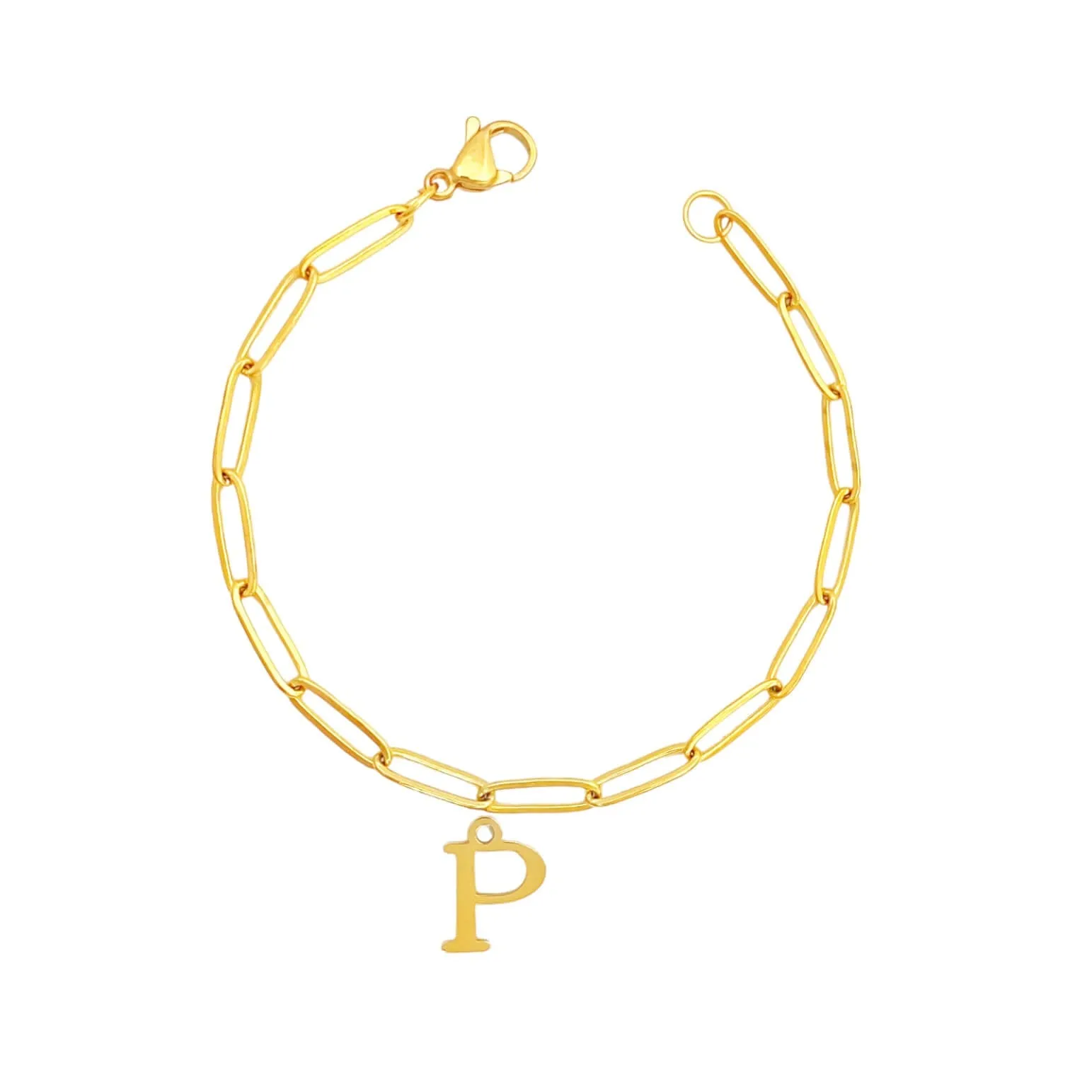 Alphabet Paperclip Bracelet Gold (N-Z)