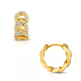 Anika Chain Gold Huggie Hoop Earrings