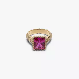 Baguette Cut Bound Willow Ring - 9K Gold/Pink Sapphire