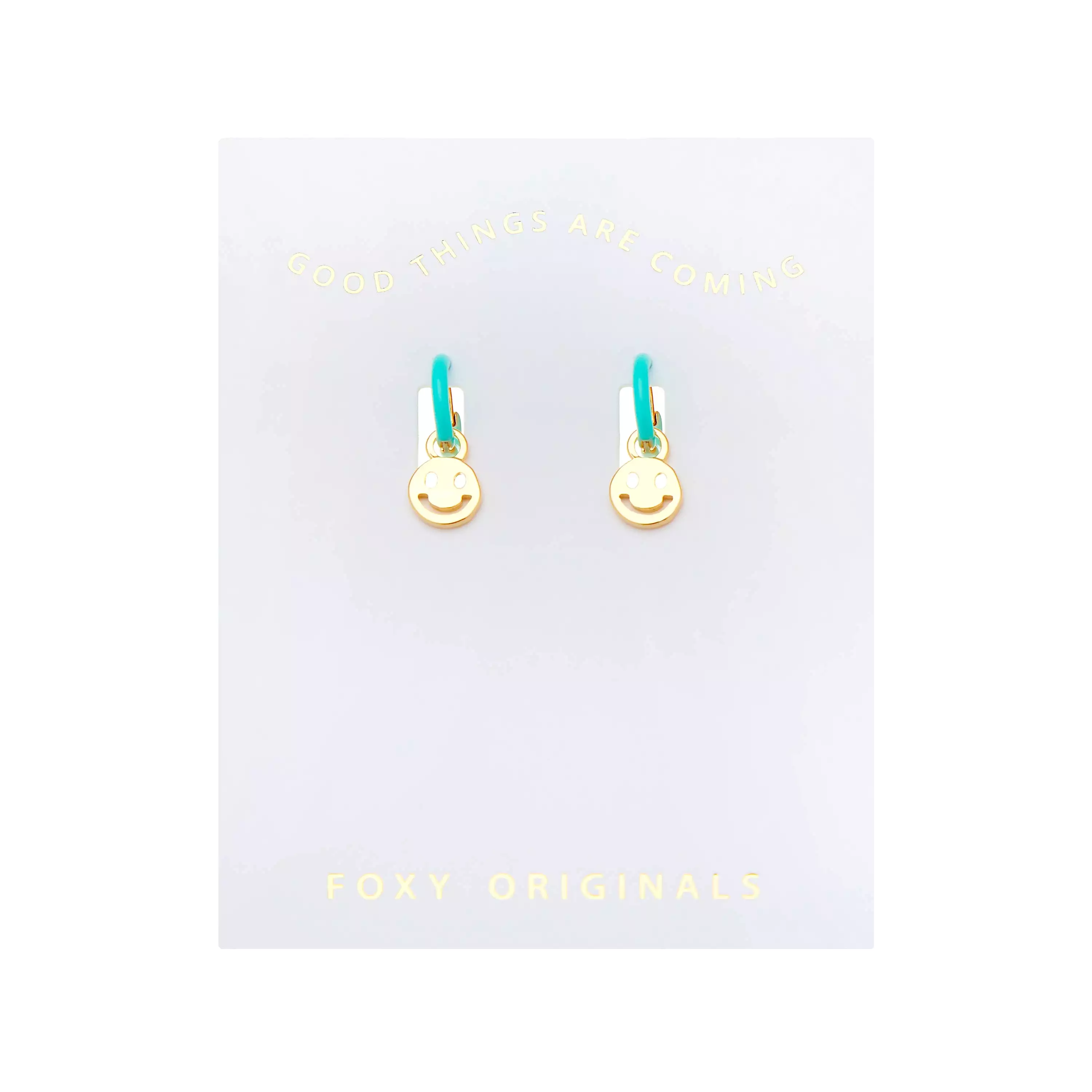 Be Happy Earrings | Huggie Hoops