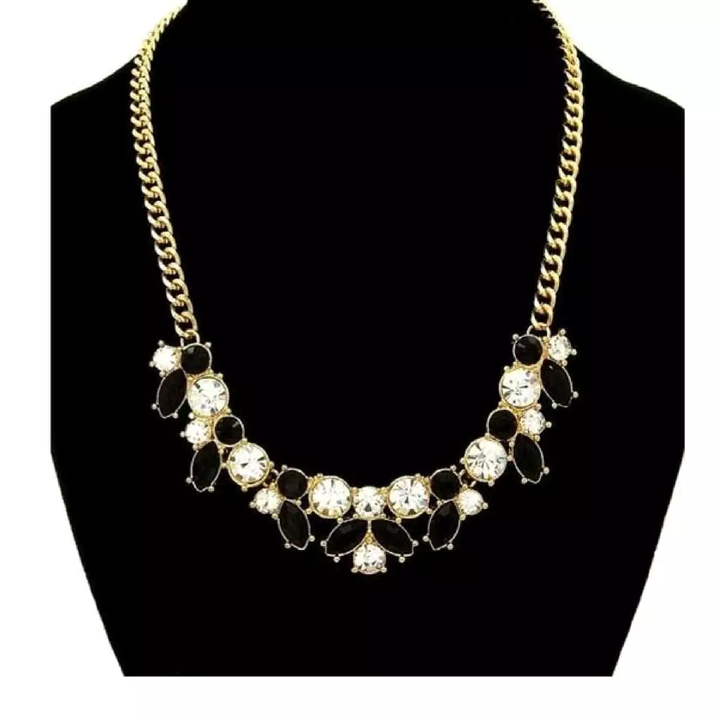 Black and Clear Crystal Statement Necklace