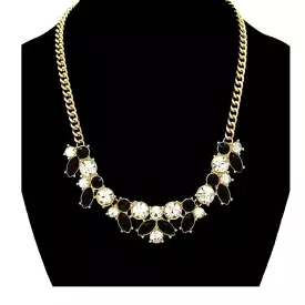 Black and Clear Crystal Statement Necklace