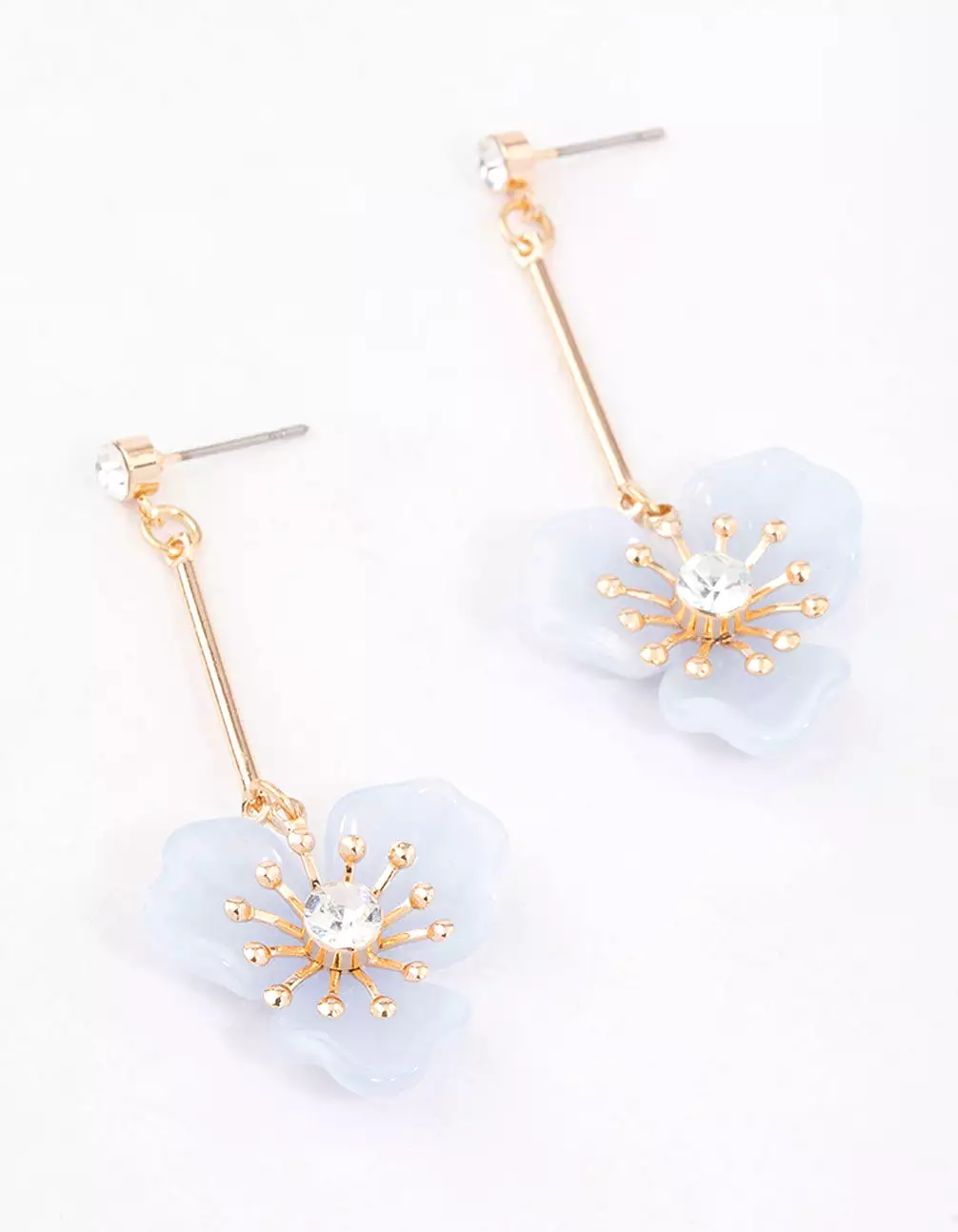 Blue Acrylic Flower Drop Earrings