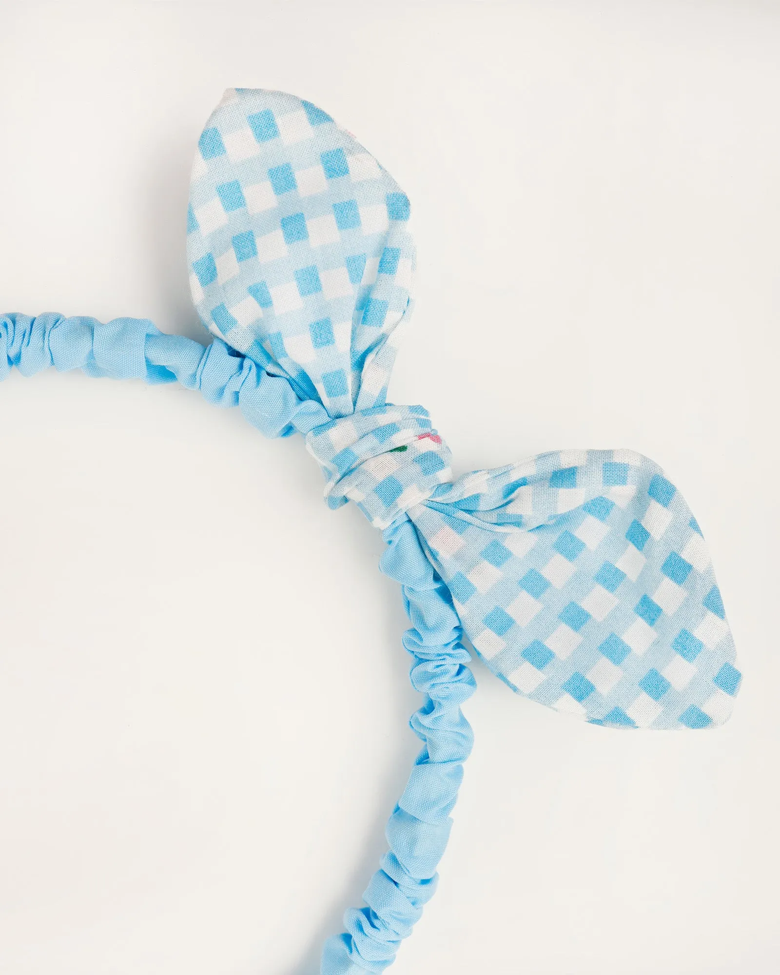 Blue Check Bow Headband