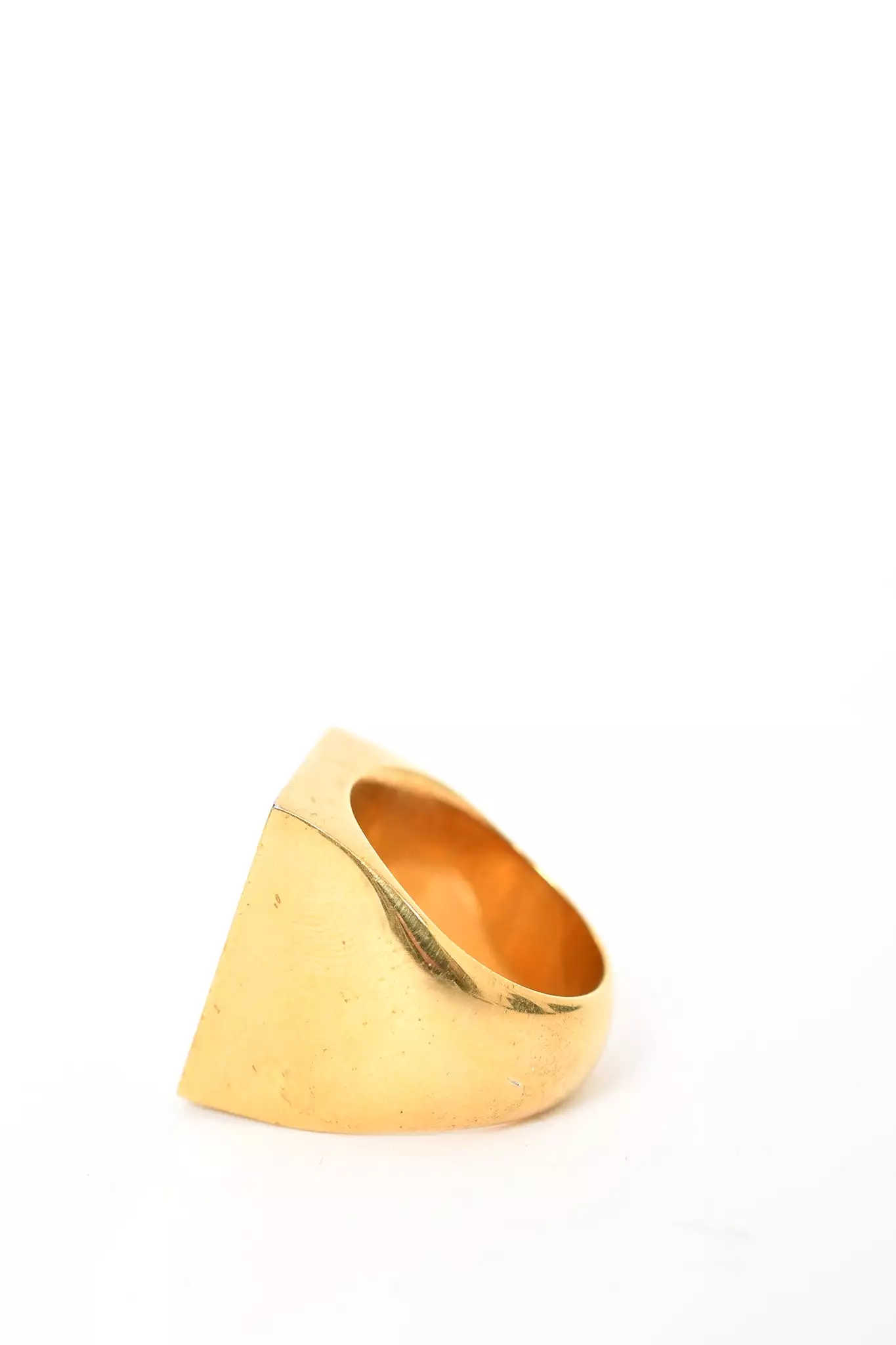 Celine Gold Toned Brass Flat 'Animals' Embossed Signet Ring sz 52