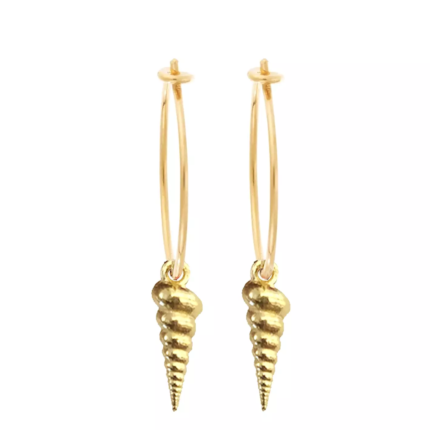 Cerith Shell Hoops, Gold (pair)