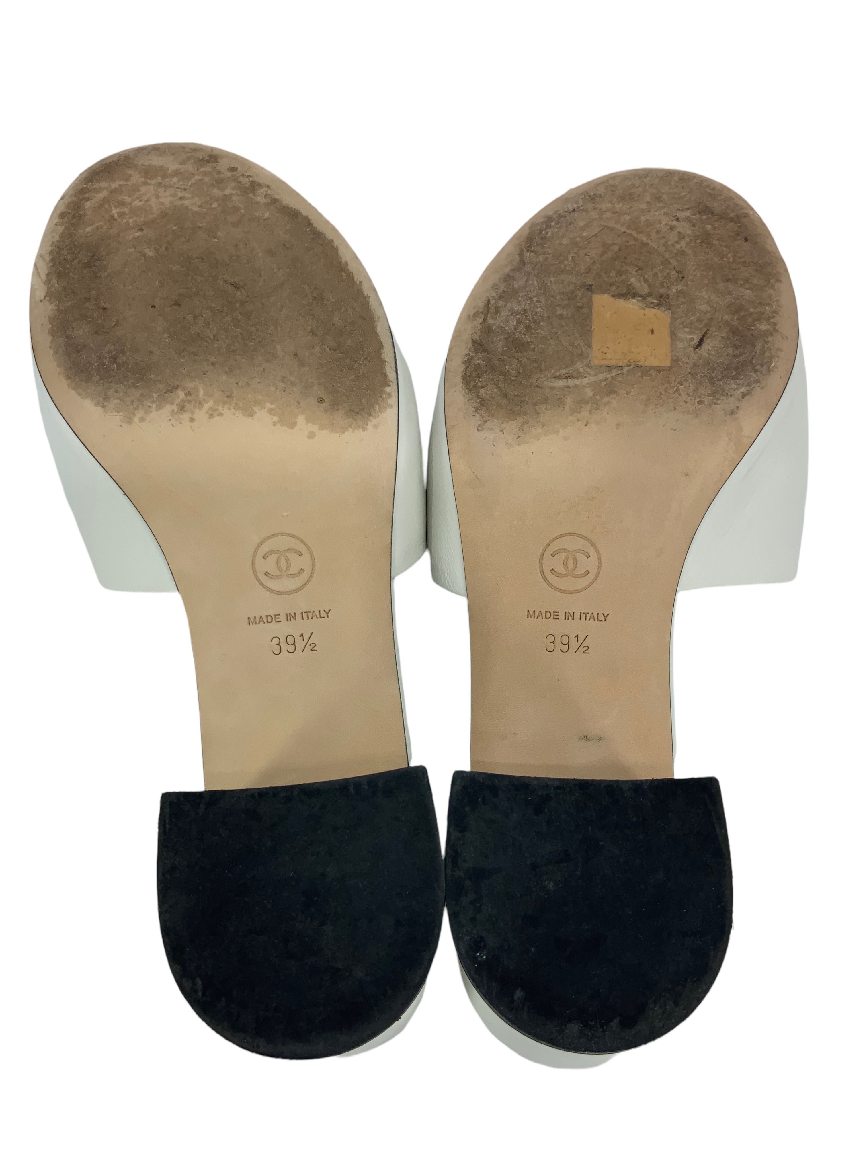 CHANEL Lambskin Beaded CC Mule Sandals Size 9.5