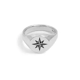 Compass Signet Ring in Sterling Silver