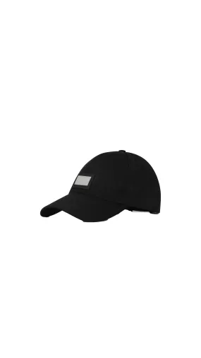 Cotton Baseball Cap With Branded Tag - Black