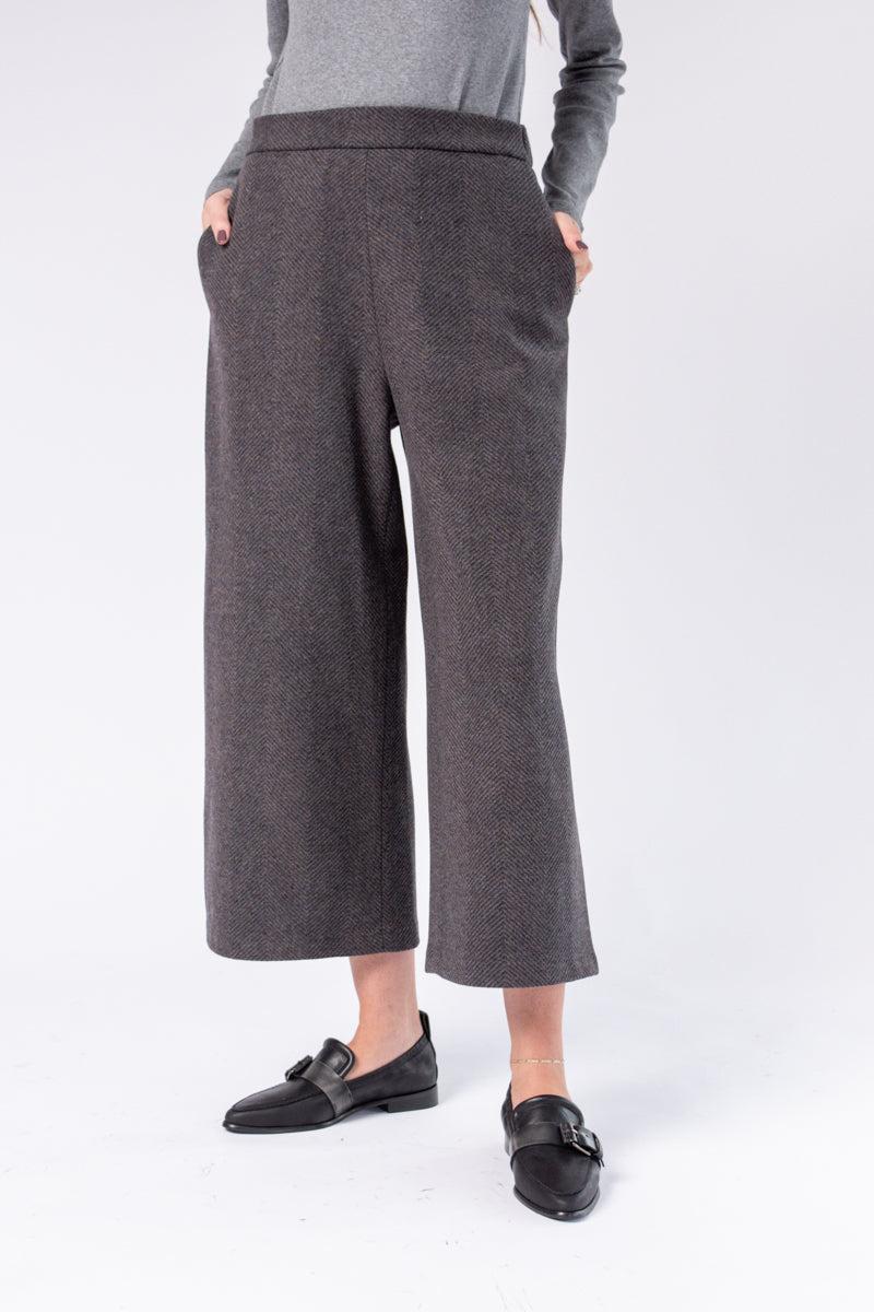 Cropped Trouser in Agate Brown and Grey