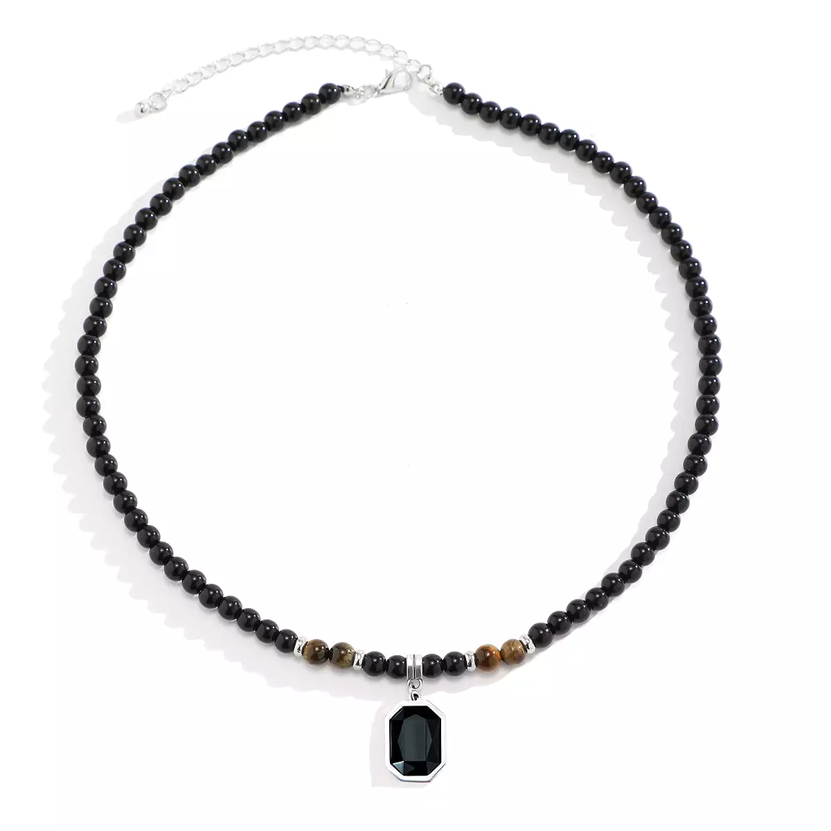 Cross-border tiger stone beaded necklace for men's