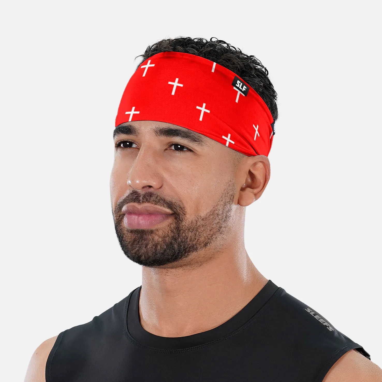 Cross Pattern Red White Headband