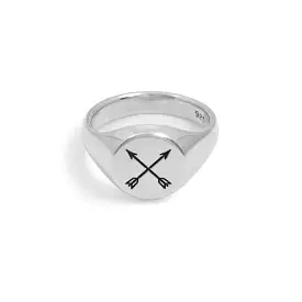 Crossed Arrows Signet Ring in Sterling Silver