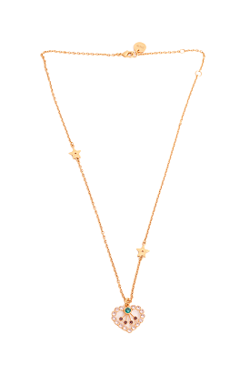 Dior Gold Crystal Heart Necklace