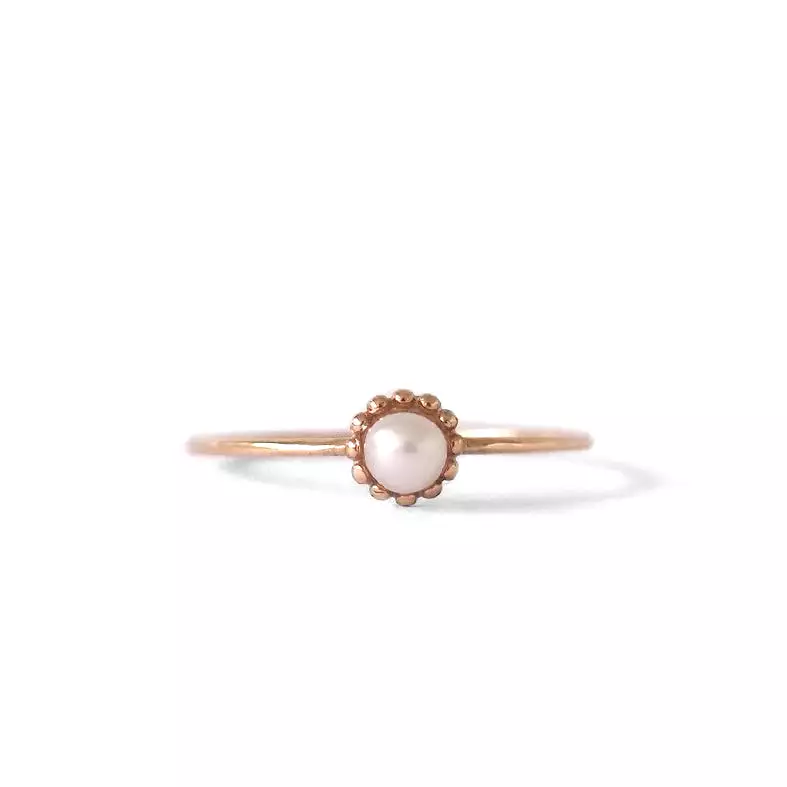 Dot Pearl Ring, Rose Gold