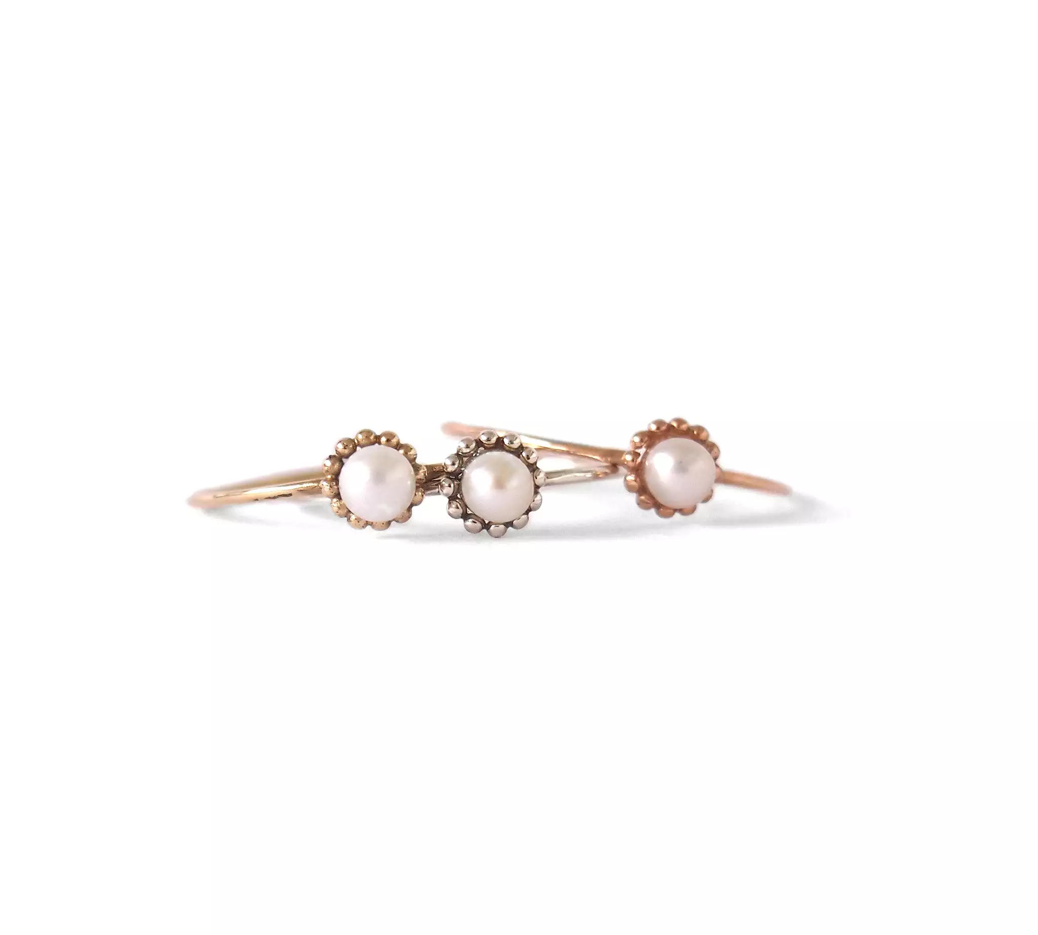 Dot Pearl Ring, Rose Gold