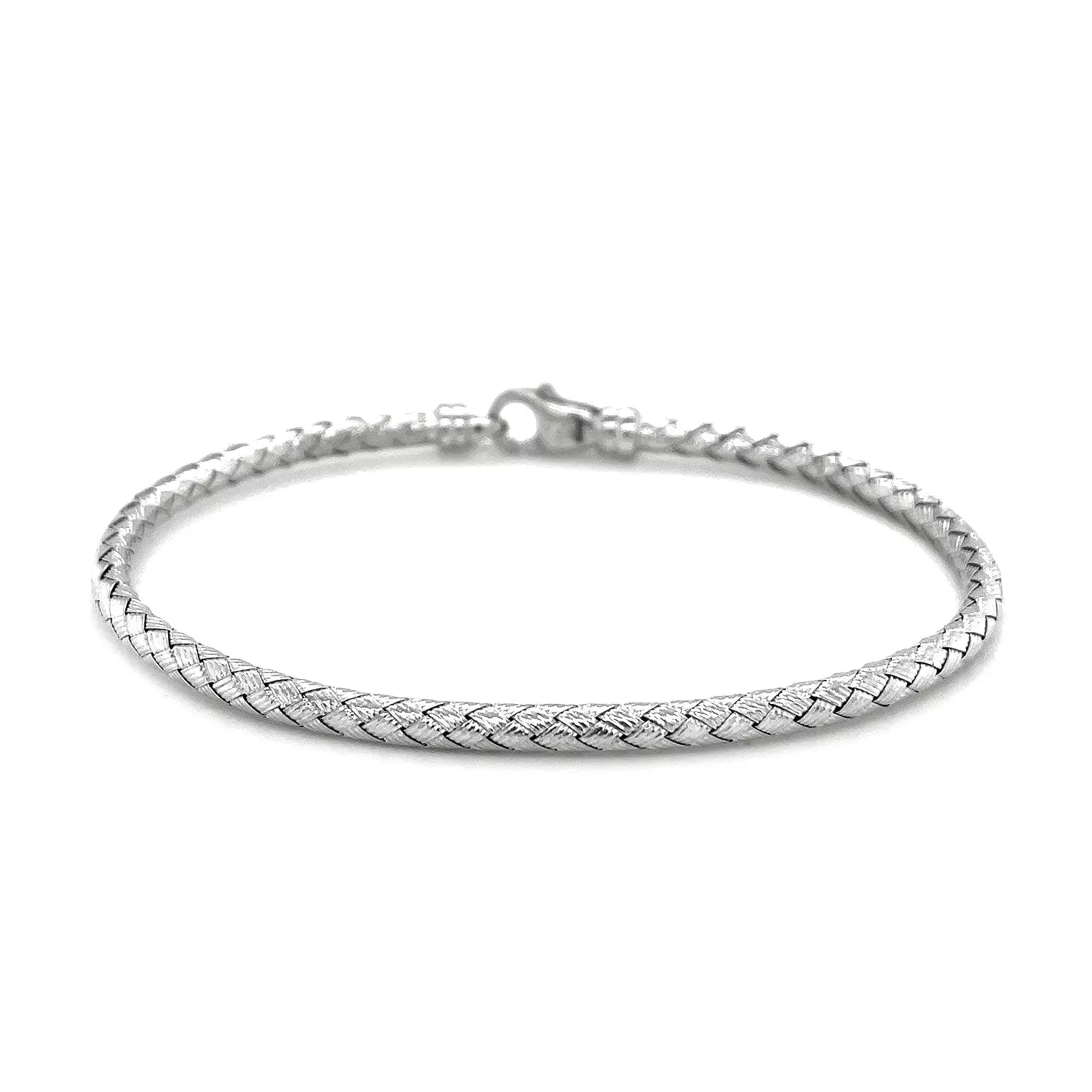 Fancy Weave Bangle in 14k White Gold (3.0mm)