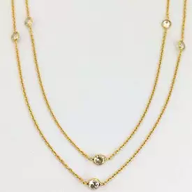 Fine Long Chain Gold  and Swarovski CrystalNecklace