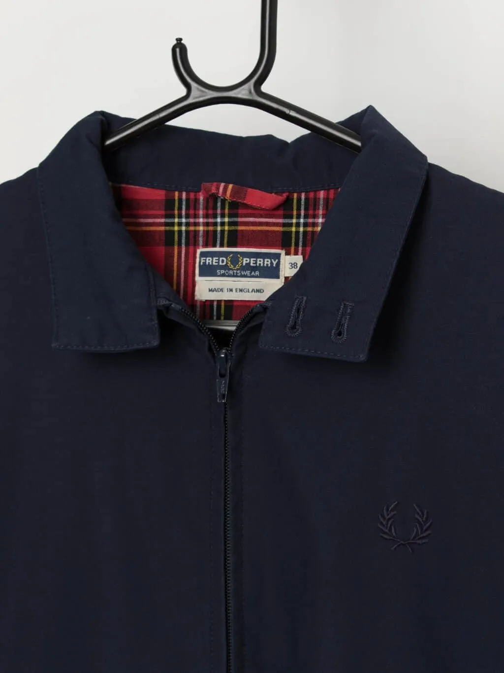 Fred Perry Harrington jacket in navy blue, made in England – Medium