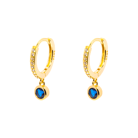 Gam Blue CZ Gold Huggie Mini Earring