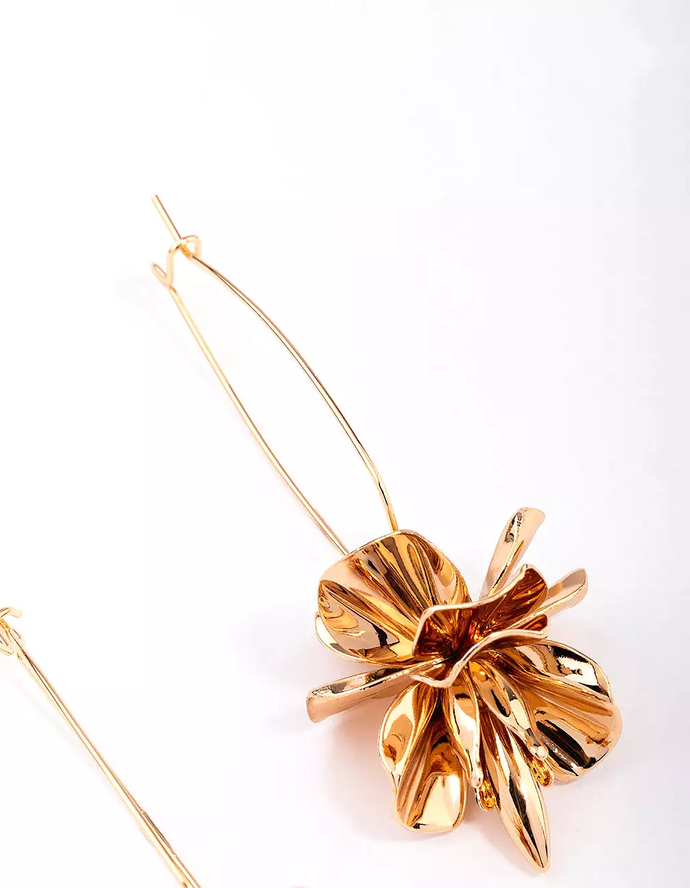 Gold Flower Burst Drop Earrings